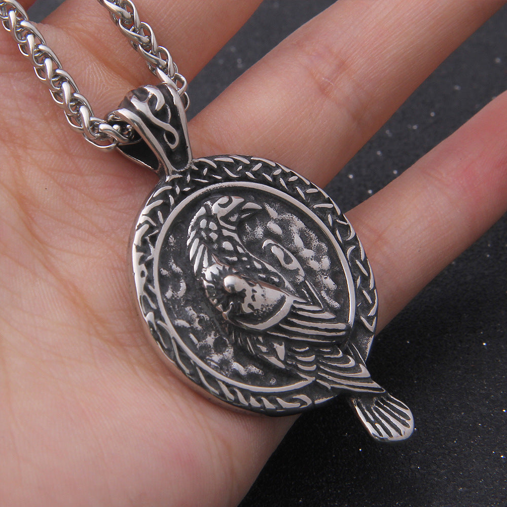 Wholesale Raven Amulet Pendant Necklace Blackbird Celtic Eagle Men' s Vintage Jewelry